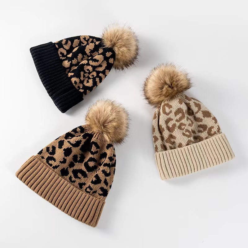 Womens Leopard Print Knit Bean - Beanie Cuffed Knit recension och pris