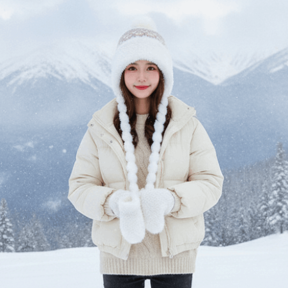 Fleece Lined Pompom Braids Hat - Winter Trapper Hat recension och pris